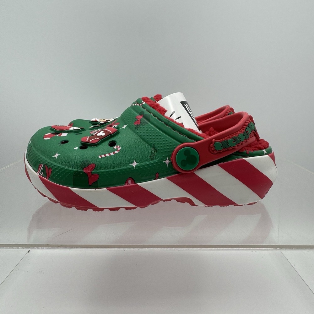 Brand New Crocs Mickey Mouse Christmas Holiday Lined Clogs Size Toddler Kid C11